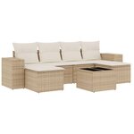 vidaXL Salon de jardin avec coussins 7 Pièces beige résine tressée