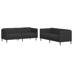 vidaXL Ensemble de canapés 2 Pièces noir tissu