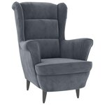 vidaXL Fauteuil à oreilles avec tabouret gris foncé velours