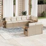vidaXL Salon de jardin avec coussins 8 Pièces beige résine tressée