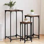 vidaXL Tables d’appoint gigognes 3 Pièces chêne fumé bois d'ingénierie