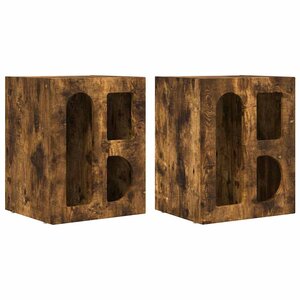 vidaXL Table de chevet 2 Pièces Chêne fumé 40 x 35 x 50 cm