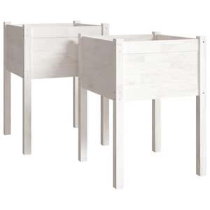 vidaXL Jardinières 2 Pièces Blanc 50x50x70 cm Bois de pin massif