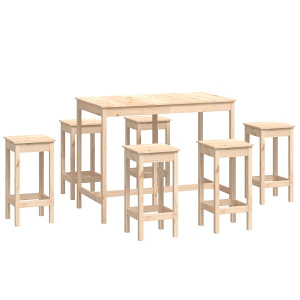 vidaXL Ensemble de bar 7 Pièces Bois de pin massif