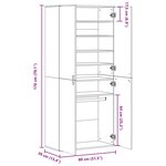 vidaXL Armoire à chaussures Gris béton 80x39x178 cm Bois d'ingénierie