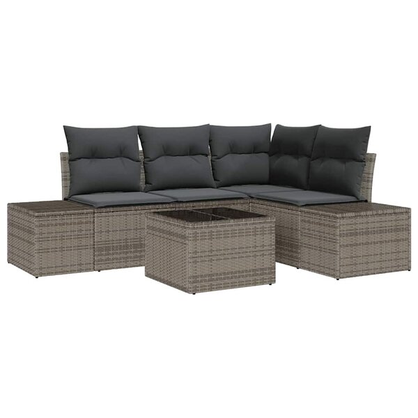 vidaXL Ensemble de canapé de jardin avec coussin 5 Pièces Gris clair