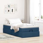 vidaXL Cadre de lit ottoman avec matelas bleu 90x190 cm tissu