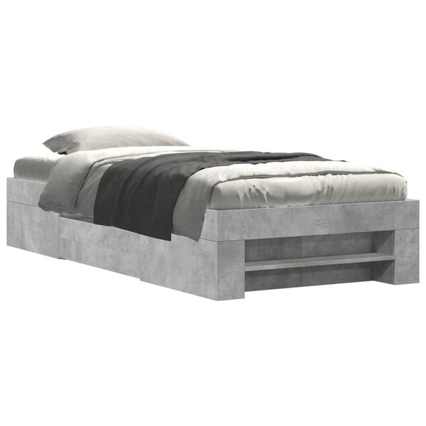 vidaXL Cadre de lit gris béton 90x200 cm bois d'ingénierie