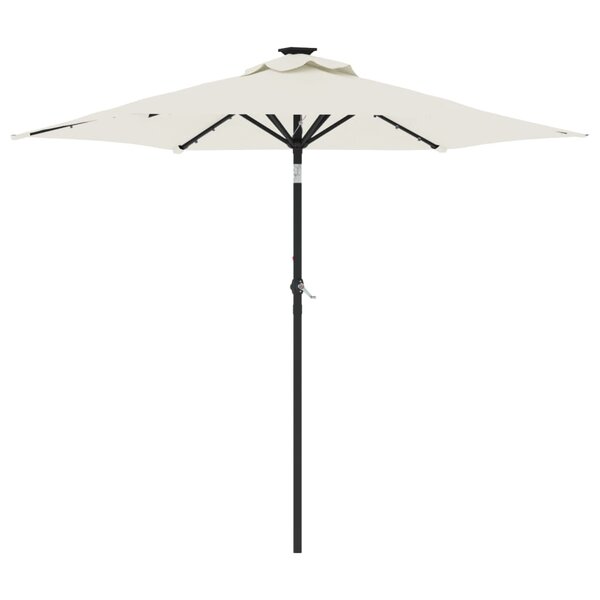 vidaXL Parasol de jardin avec LED et mât en acier blanc 225x225x212 cm