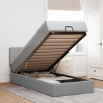vidaXL Lit ottoman avec matelas et LED gris clair 90x200 cm tissu