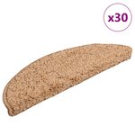 vidaXL Tapis d'escalier 30 pièces 56 x 17 x 3 cm Beige Demi-rond