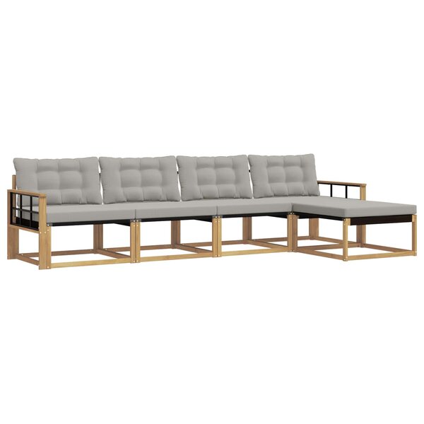 vidaXL Ensemble de canapés d'extérieur 5 pc Blanc et gris clair
