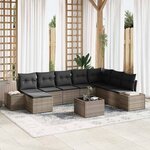 vidaXL Ensemble de canapé de jardin 9 Pièces Gris 319 x 209 x 85 cm
