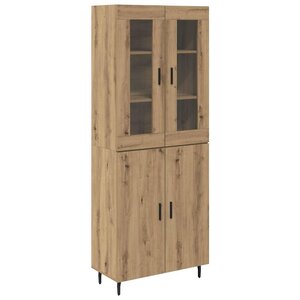 vidaXL Haut Armoire 2 Pièces Chêne artisanal Bois Aggloméré et Verre