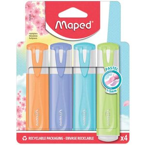 Surligneur FLUO'PEPS PASTEL  blister de 4 MAPED