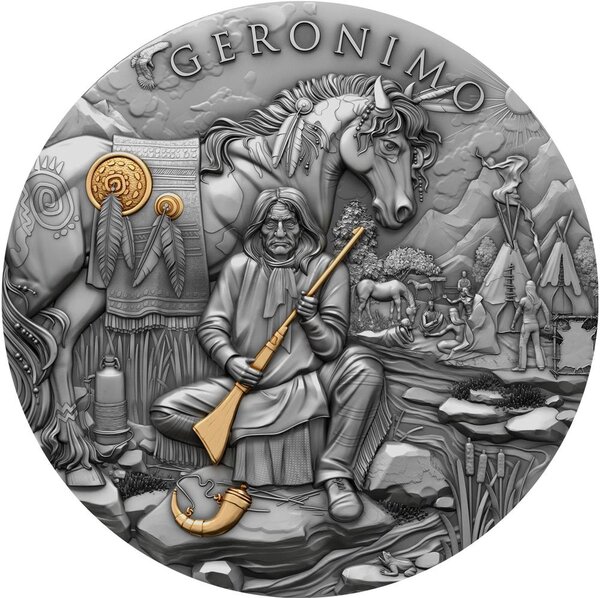 Pièce de monnaie en Argent 5 Dollars g 62.2 (2 oz) Millésime 2024 Legendary Warriors GERONIMO (PRÉCOMMANDE)
