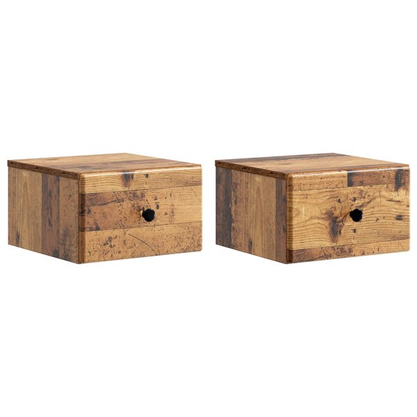 vidaXL Cabinet de chevet mural 2 pc Bois ancien 34 5 x 33 x 20 cm