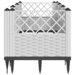 vidaXL Jardinière avec piquets blanc 123 5x43 5x43 5 cm PP
