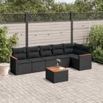 vidaXL Salon de jardin 7 Pièces avec coussins noir résine tressée