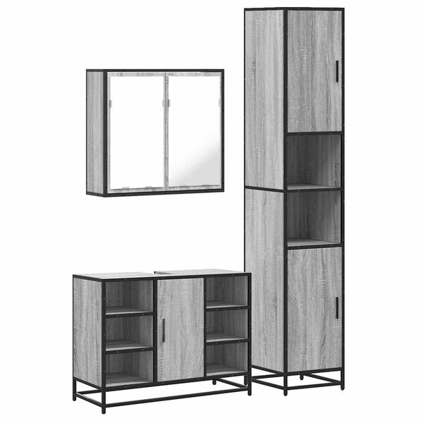 vidaXL Ensemble de meubles de salle de bain 3 Pièces Sonoma gris