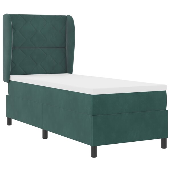 BSE Box Spring avec matelas vert foncé 80x200 cm en velours