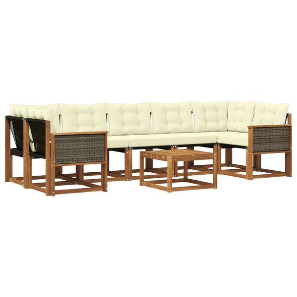 vidaXL Ensemble de canapés d'extérieur 8 pc Naturel et Crème