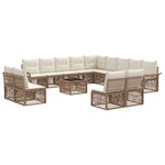 vidaXL Ensemble de canapé de jardin 14 Pièces Beige polyrotin