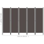 vidaXL Cloison de séparation 5 panneaux Anthtracite 250x180 cm