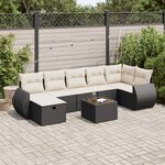vidaXL Salon de jardin 8 Pièces avec coussins noir résine tressée