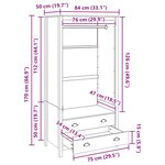 vidaXL Armoire HILL Marron miel 84 x 50 x 170 cm Pin massif
