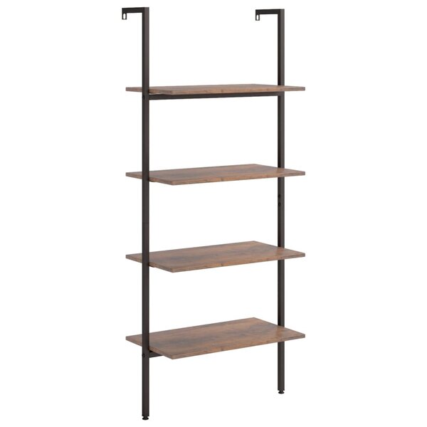 vidaXL Étagère inclinée à 4 niveaux Marron foncé et noir 64x35x152 5cm