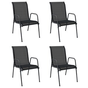 vidaXL Chaises de jardin 4 Pièces Acier et textilène Noir