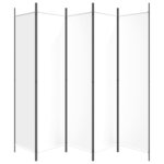 vidaXL Cloison de séparation 5 panneaux Blanc 250x200 cm Tissu