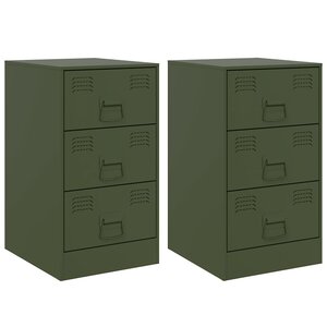 vidaXL Tables de chevet 2 Pièces vert olive 34 5x39x62 cm acier