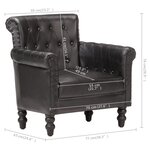 vidaXL Fauteuil Noir Cuir de chèvre véritable