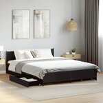 vidaXL Cadre de lit avec tiroirs sans matelas noir 135x190 cm