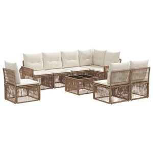 vidaXL Ensemble de canapé de jardin 9 Pièces Beige et blanc crème