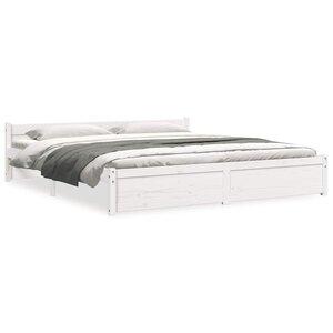 vidaXL Cadre de lit sans matelas blanc bois massif 180x200 cm