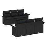 vidaXL Ensemble de canapé de jardin 7 pièces avec coussins noir en poly rotin