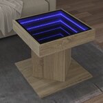 vidaXL Table basse avec LED chêne sonoma 50x50x45 cm bois d'ingénierie