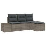 vidaXL Ensemble de canapé de jardin 4 Pièces Gris Poly rotin