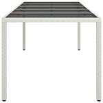 vidaXL Table de jardin blanc 250x100x75 cm résine tressée verre trempé