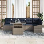 vidaXL Ensemble de canapé de jardin avec coussin 7 Pièces Gris et marine