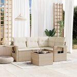 vidaXL Salon de jardin avec coussins 5 Pièces beige résine tressée