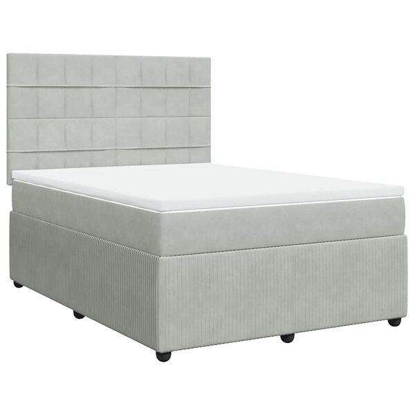 vidaXL Sommier à lattes de lit et matelas Gris clair 160x200cm Velours