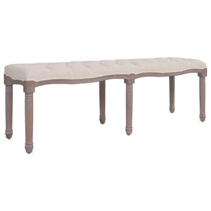 vidaXL Banc tissu bois massif 150x39 8x48 cm blanc crème