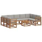 vidaXL Ensemble de canapés d'extérieur 10 pc Gris Naturel et Clair