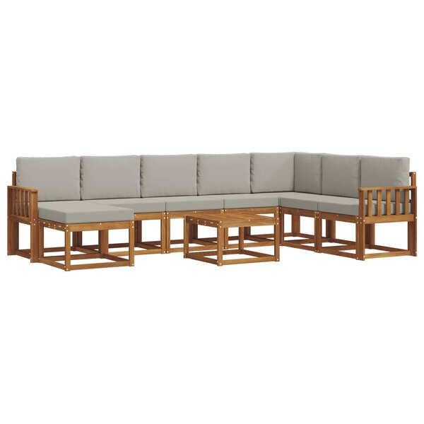vidaXL Ensemble de canapés d'extérieur 9 pc Gris Naturel et Clair