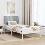vidaXL Cadre de lit Blanc et gris clair 90 x 200 cm Bois massif en pin