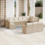 vidaXL Salon de jardin avec coussins 13 Pièces beige résine tressée